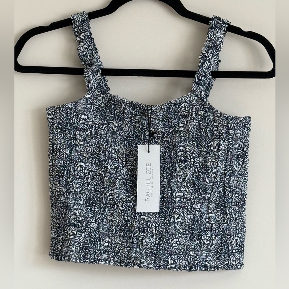 Rachel Zoe Cropped Tank Top Smocked SZ.M